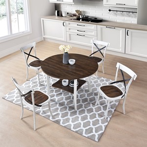 WOODHOMER <strong>Round</strong> <strong>Dining</strong> Furniture <strong>Set</strong> 1Table with 4 chair