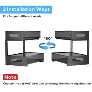 Organisateur sous l'évier Paniers d'organisation d'armoire à 2 niveaux avec tiroirs coulissants en maille - Product Image 3