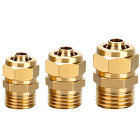 Raccord pneumatique en laiton à compression droite avec écrou de blocage pour tube en PU/nylon de 6/8/10/12 mm, filetage BSPT