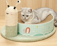 Nouveau Repose-oreilles circulaire vert pastel à imprimé arc-en-ciel pour chat, avec pilier en sisal, double surface de grattage verticale et horizontale, et boule de jeu