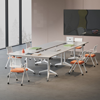 Bureau de jeu minimaliste en bois pour l'école, poste de travail exécutif, tables de formation modulaires pliables pour conférences