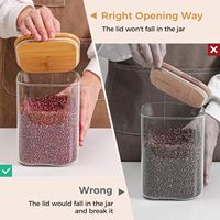 Récipient alimentaire en verre de 156 oz, pot à farine carré de 1 gallon, couvercle hermétique en bambou, grand récipient de rangement pour garde-manger