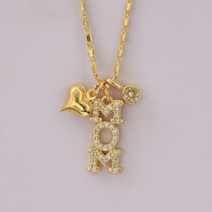 Regalo per la <span class=keywords><strong>Festa</strong></span> <span class=keywords><strong>della</strong></span> <span class=keywords><strong>Mamma</strong></span>: Collana con Ciondolo 'Mama' e Cuore in Oro 18k Placcato con Zirconi e Pietra Portafortuna per Donne - Product Image 6