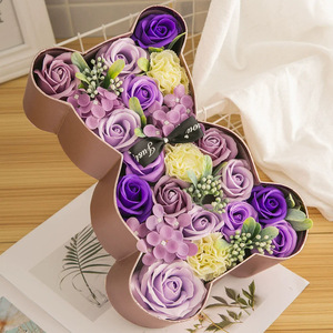 Handmade Rose Soap <b>Flower</b> Little <b>Bear</b> Gift Box New Year's Eve Creative Surprise Gift for Girlfriend Artificial <b>Flower</b> - Product Image 6
