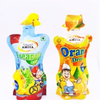 Sac en plastique personnalisé en forme de bouteille avec bec verseur pour jus de Fruit