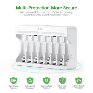 EBL 8 베이 5V 2A 고속 충전 기능 <span class=keywords><strong>NiMH</strong></span> <span class=keywords><strong>NiCD</strong></span> 장난감 AA AAA 충전식 배터리 용 USB AA 개별 배터리 충전기 콤보 - Product Image 3