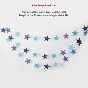 <span class=keywords><strong>Guirlande</strong></span> d'étoiles colorées en carton doré, noir et blanc pour fête d'anniversaire, surface miroir argentée, étoile à cinq branches, accessoires de décoration - Product Image 4