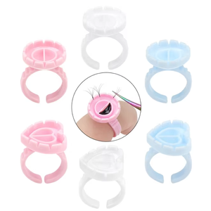 100Pcs Heart Shape Disposable <b>Lash</b> Glue Ring Pink Purple Blossom Cup <b>Adhesive</b> Holder - Product Image 5