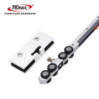 Roulettes amortisseurs simples Temax M90D à double fermeture douce et 8 roues pour porte coulissante en verre intérieure