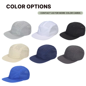 Casquette de course en nylon à 5 panneaux personnalisée, visière flexible, séchage rapide, découpe laser, trous perforés, casquette de sport en maille, casquette de camping - Product Image 5