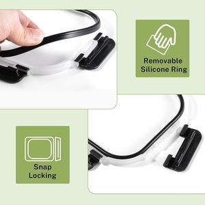 Ensemble de boîtes à lunch en verre minimalistes et écologiques, compatibles micro-ondes, étanches, résistantes au congélateur, avec couvercle transparent pour une conservation optimale - Product Image 3