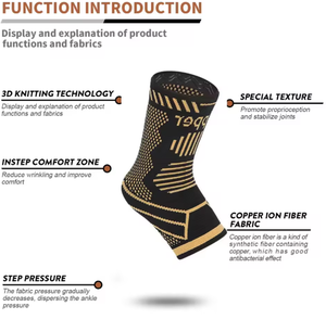Attelle de cheville de sport en cuivre pour hommes et femmes, manchon de compression de cheville en <span class=keywords><strong>nylon</strong></span> tricoté pour fasciite plantaire - Product Image 4