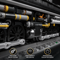 Ensemble de blocs de construction d'architecture de locomotive à vapeur personnalisée, étiquette privée OEM, briques de moteur rétro, kit de modèle STEM pour adultes