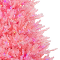 Bestseller Prinzessinnen-Stil 7FT Voll-PE Rosa Weihnachtsbaum Vorbeleuchtet mit LED Modische Heimdekoration OEM Akzeptiert Muster & Fabrikpreis