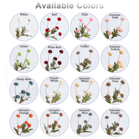 Vente en gros de 5 têtes de chrysanthèmes artificiels à longue tige, en forme de boule, en soie, pour mariage, décoration florale de la maison, approvisionnement en vrac