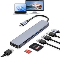 Adaptador USB C Hub 7 en 1, 4K HDTV, 100W PD, 3 USB-A, Lector de Tarjetas SD/TF, Estación de Acoplamiento USB C para PC, Laptop, MacBook