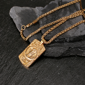 Customized Logo Snake <strong>Table</strong> Square <strong>Stainless</strong> <strong>Steel</strong> Charm Pendant Necklaces Hip Hop Jewelry for Men - Product Image 4