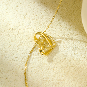 Collana con Doppio Cuore in Acciaio Inox 316L Placcato Oro, Catena a Maglie con Nome Personalizzato per la Festa <span class=keywords><strong>della</strong></span> Mamma o San Valentino - Product Image 2