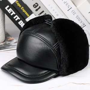 R012 Cừu Mũ Da Lông Cừu Bên Trong Lông Mũ Da Tự Nhiên Mũ Mùa Đông Beret Mũ Baker Cậu Bé Hat - Product Image 4