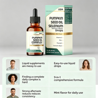 Huile de graines de citrouille en gros OEM, gouttes liquides 30ml saveur menthe avec sélénium, biotine et zinc pour étiquette personnalisée