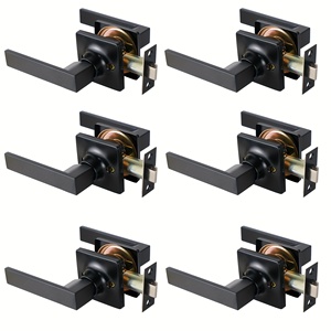 Maniglia per porta interna moderna quadrata da 3/6 pezzi, maniglia per porta <span class=keywords><strong>di</strong></span> <span class=keywords><strong>passaggio</strong></span> per mano destra/sinistra, finitura nera opaca (senza chiave) Serrature per cancelli - Product Image 1