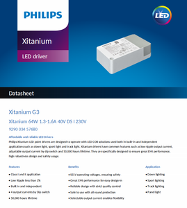 Controlador LED de Corriente Constante Xitanium 64W 1.3-1.6A 40V DS I 230V AC-DC con Interruptor DIP, Garantía de 5 Años, IP20, Iluminación - Product Image 2