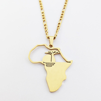 MUSE Pendentif de carte d'Afrique Design de mode Carte d'Afrique ANKH Symbole Cadeau de carte Collier pour bijoux unisexes
