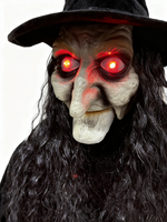 Décoration de sorcière électrique d'Halloween debout, yeux lumineux LED rouges, effets sonores effrayants, accessoire de fête pour maison hantée