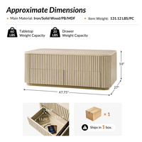 Table basse moderne 2025 de 47,75 po avec plateau relevable cannelé et rangement pour salon