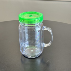 Đôi Tường Như 20Oz Cốc Nhựa Với Rơm Và Xử Lý Quả Cầu Tuyết Bóng Lỗ Khoan Hai Lớp Cốc Nhựa Mason <span class=keywords><strong>Jar</strong></span> - Product Image 6