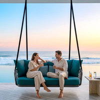Canapé-lit suspendu de luxe en corde tressée blanche, 2-3 places, balançoire à fixation au plafond pour mobilier de balcon de complexe hôtelier