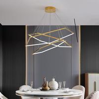 Lampe suspendue hexagonale minimaliste en métal, lustre géométrique créatif post-moderne comme luminaire principal pour salon