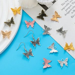 Accessoires de bijoux en alliage plaqué or en gros, breloque papillon, pendentif, bracelet, porte-clés - Product Image 2