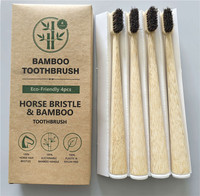 Ensemble de brosses à dents manuelles en bambou biodégradable, écologiques, en poils de cheval naturels, avec logo personnalisé, pour un usage domestique