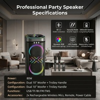 Enceinte portable à double subwoofer de 10 pouces avec son supérieur, Bluetooth 5.3 et liaison TWS pour les fêtes et événements.