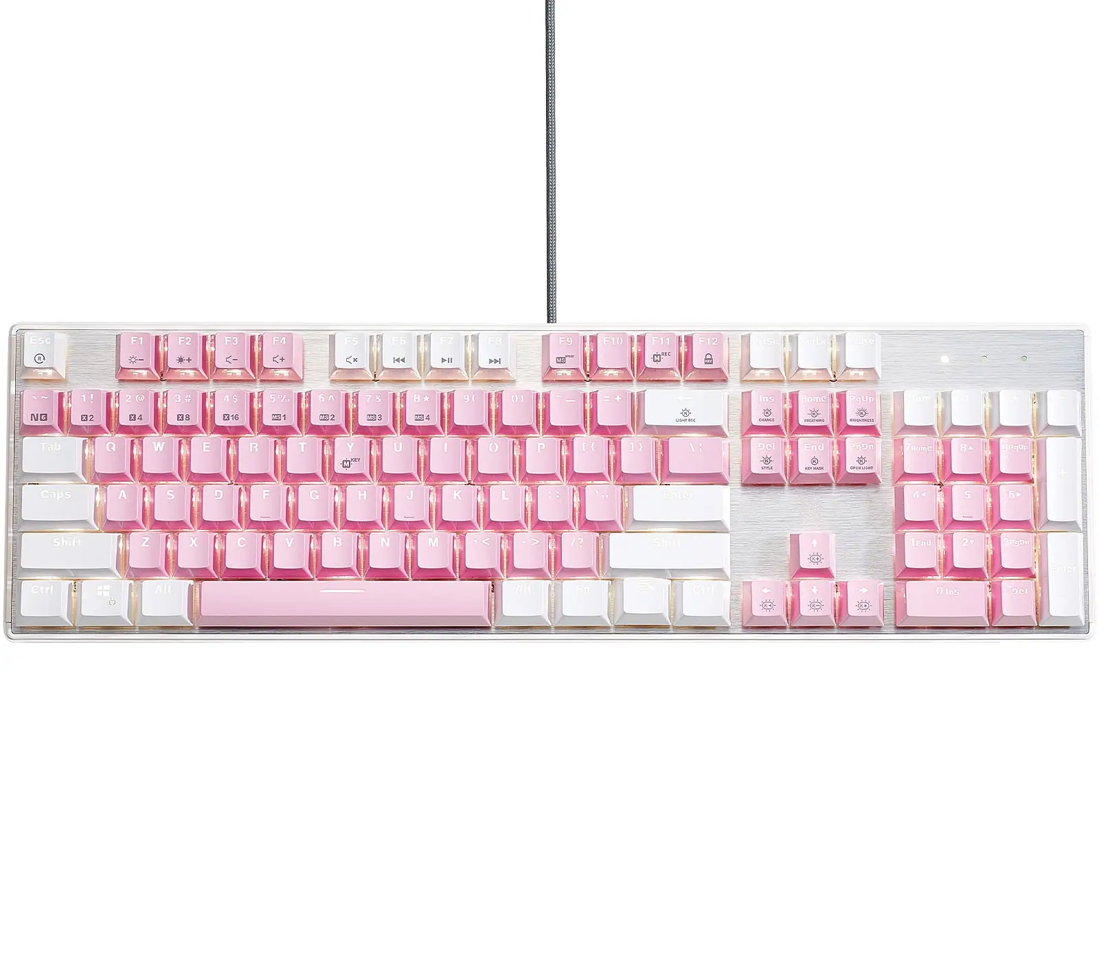 Hexgears Gk715 Roze Wit Achtergrondverlichting 104 Toetsen Bedrade Computer Mechanisch Toetsenbord Voor Pc Laptop Hot Swappable Box Switches