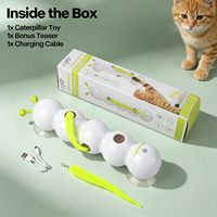Jouet interactif pour chat AFP Caterpillar avec ventouse puissante, activé par le mouvement, jeu de tape-taupe avec plumes pour l'enrichissement du chat