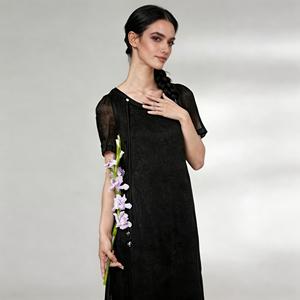 Vestido Midi Casual Holgado para Mujer, Vestido Corto de Gasa Transparente con Detalle de Cordón, Elegante para Uso Diario - Product Image 2