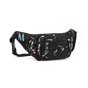 Sac banane en nylon grande capacité avec fermeture éclair, imprimé tendance, style urbain, sac à bandoulière croisé pour femme, à porter à la taille ou à l'épaule - Product Image 1