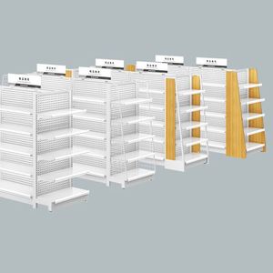 Factory Direct Gondola <b>Storage</b> Super Market Stationery White <b>Metal</b> Mesh Center Island Display Shelf - Product Image 1