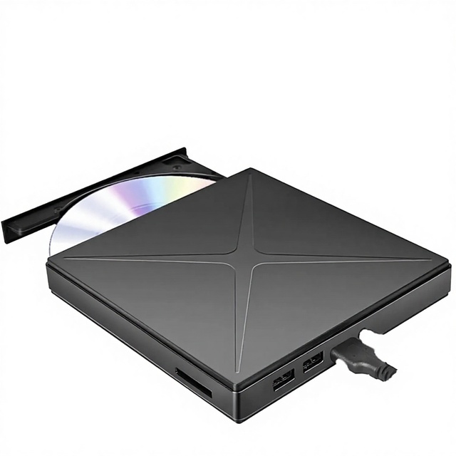 USB 3.0/Type-C Portable Laptop CD DVD RW Drive DVD Player CD ROM Burner External Optical Drive TF/SD Card Slots Tray Type 2MB