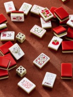 Set Mahjong Amerika Bermotif Bunga Estetis 160 Ubin Akrilik Premium Desain Khusus Ubin Mahjong Amerika untuk Ritel