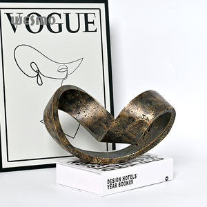 Decoración <span class=keywords><strong>minimalista</strong></span> moderna para sala de estar, objeto decorativo rizado geométrico, escultura contemporánea de resina negra, decoración del hogar - Product Image 5