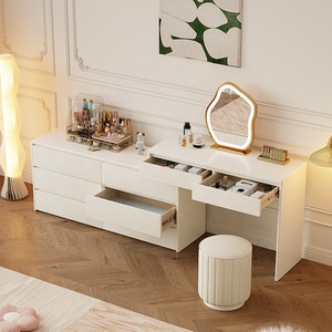 Meubles de chambre à coucher moderne beau design pas cher longue lumière LED maquillage coiffeuse avec miroir et tiroirs - Product Image 2