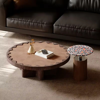 Ensemble de tables basses rondes de style rétro haut de gamme, table basse moderne pour salon, table basse en bois de luxe léger