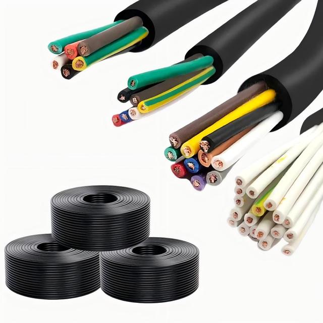 Wholesale Flexible Cable Copper Aluminum 0.3mm 0.5mm 0.75 1 1.5  2.5 4 6 10 Mm 2-24cores RVV Waterproof PVC Insulation Cable