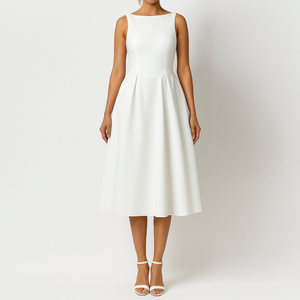 Vendita calda personalizzata elegante a-line <span class=keywords><strong>bianco</strong></span> abito lungo <span class=keywords><strong>Midi</strong></span> per le donne - Product Image 1