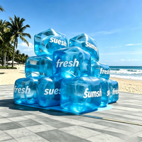 Cube de glace gonflable en PVC avec éclairage LED, modèle publicitaire gonflable géant personnalisé pour les événements d'été