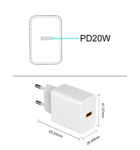 Adaptador de parede de carregamento super rápido slim pd usb tipo C usb, plug de carregadores elétricos para samsung, iphone e android, 20w 25w