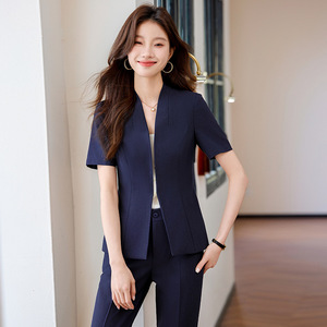 Women's Short Sleeve Blazer Lightweight Summer Breathable <b>Work</b> Suit Formal Wear - Product Image 3